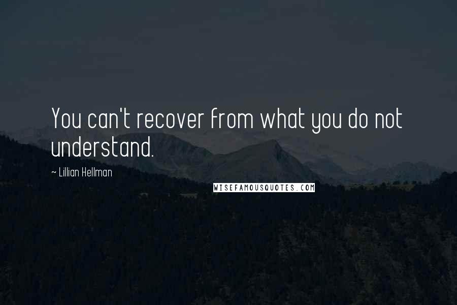 Lillian Hellman Quotes: You can't recover from what you do not understand.