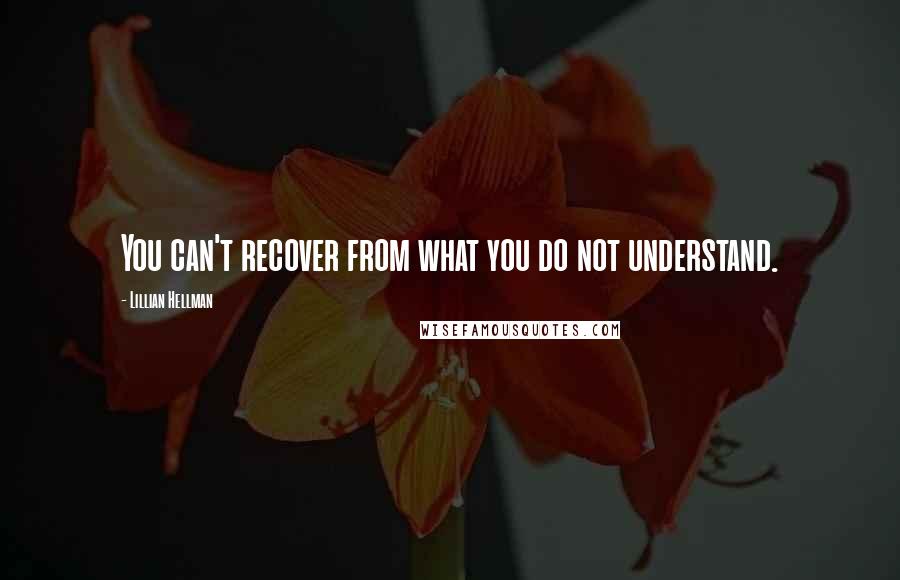 Lillian Hellman Quotes: You can't recover from what you do not understand.