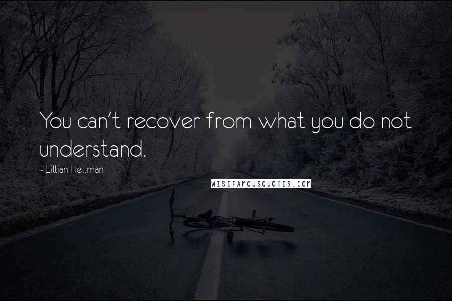 Lillian Hellman Quotes: You can't recover from what you do not understand.