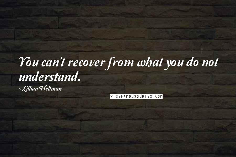 Lillian Hellman Quotes: You can't recover from what you do not understand.