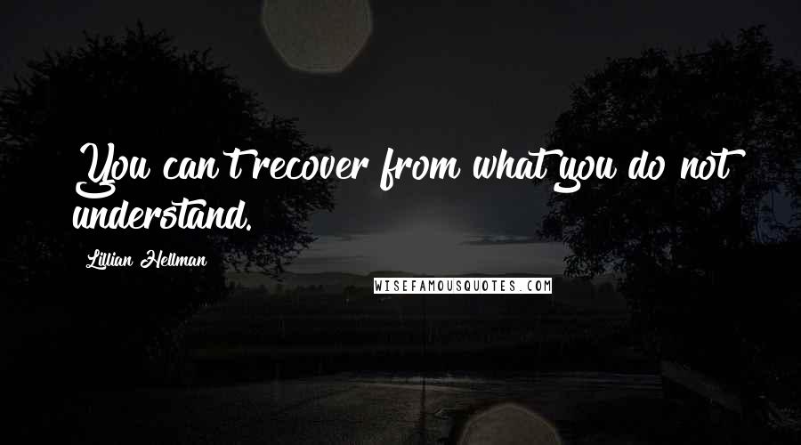 Lillian Hellman Quotes: You can't recover from what you do not understand.