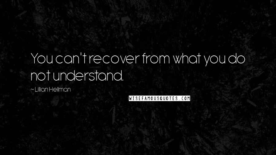 Lillian Hellman Quotes: You can't recover from what you do not understand.