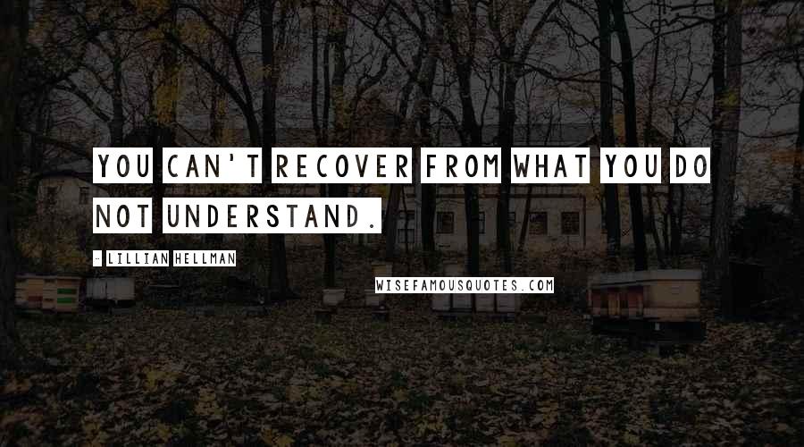 Lillian Hellman Quotes: You can't recover from what you do not understand.