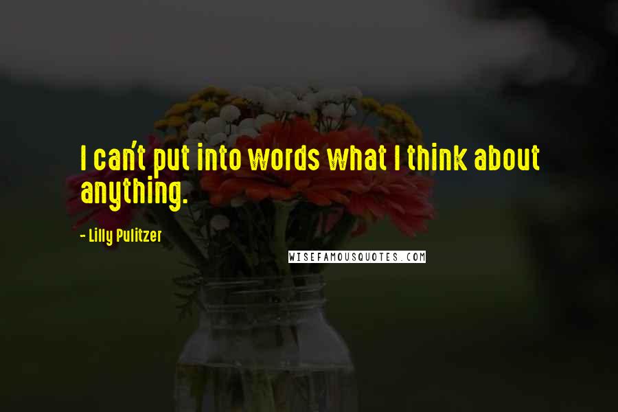 Lilly Pulitzer Quotes: I can't put into words what I think about anything.