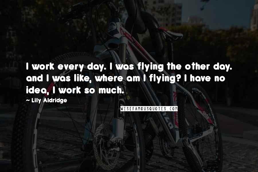 Lily Aldridge Quotes: I work every day. I was flying the other day. and I was like, where am I flying? I have no idea, I work so much.