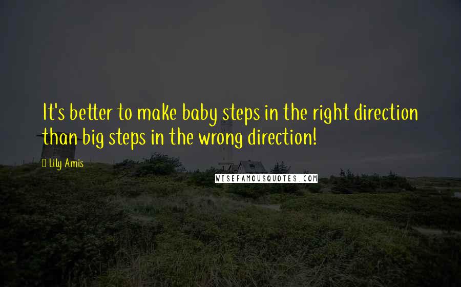 Lily Amis Quotes: It's better to make baby steps in the right direction than big steps in the wrong direction!