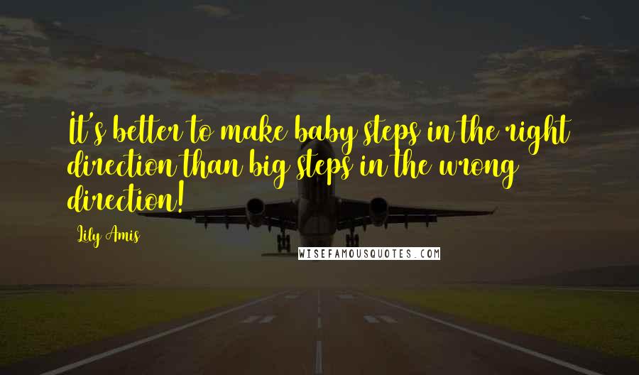Lily Amis Quotes: It's better to make baby steps in the right direction than big steps in the wrong direction!