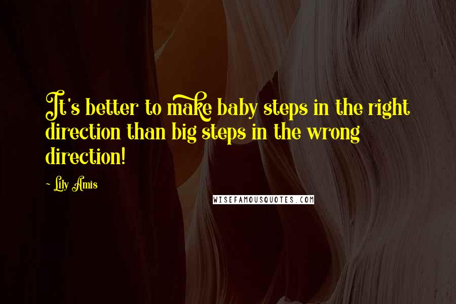 Lily Amis Quotes: It's better to make baby steps in the right direction than big steps in the wrong direction!