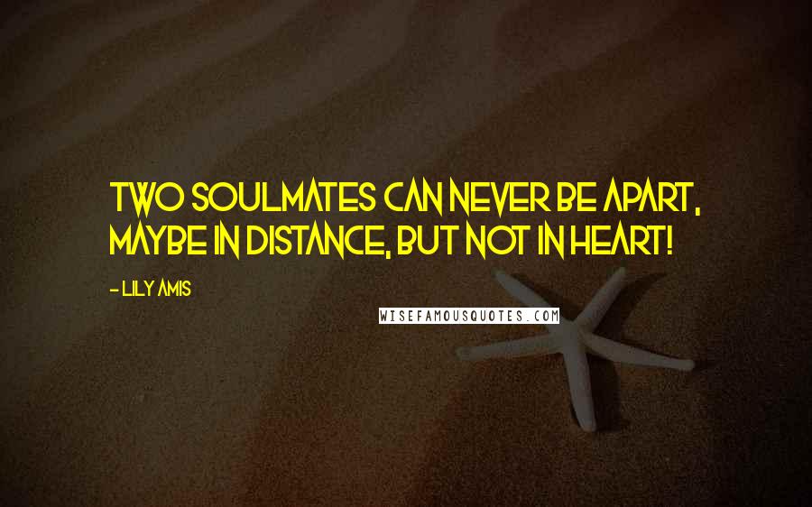 Lily Amis Quotes: Two soulmates can never be apart, maybe in distance, but not in heart!