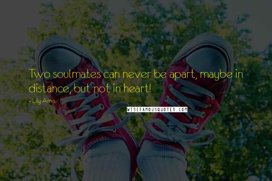 Lily Amis Quotes: Two soulmates can never be apart, maybe in distance, but not in heart!