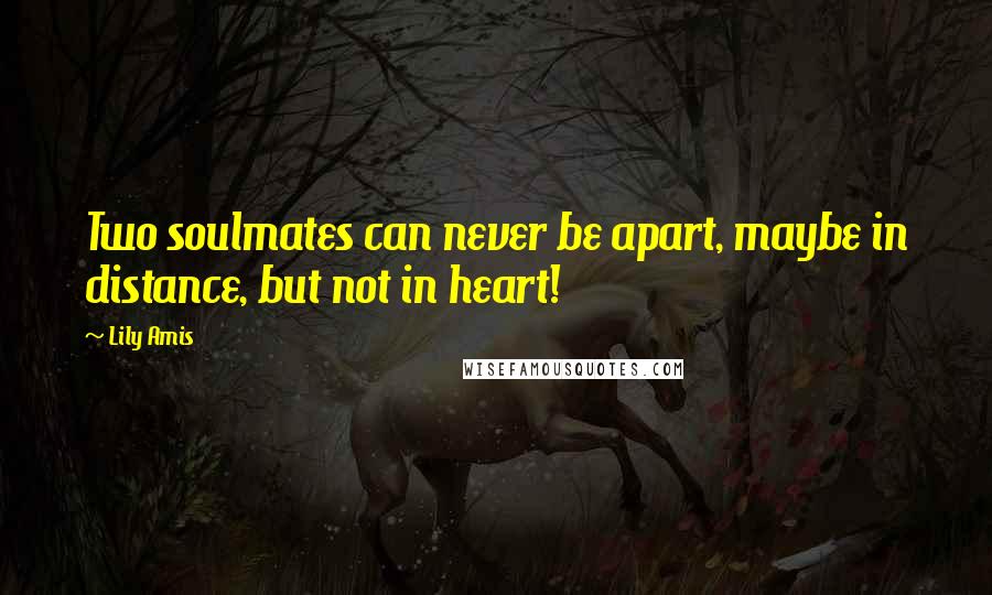 Lily Amis Quotes: Two soulmates can never be apart, maybe in distance, but not in heart!