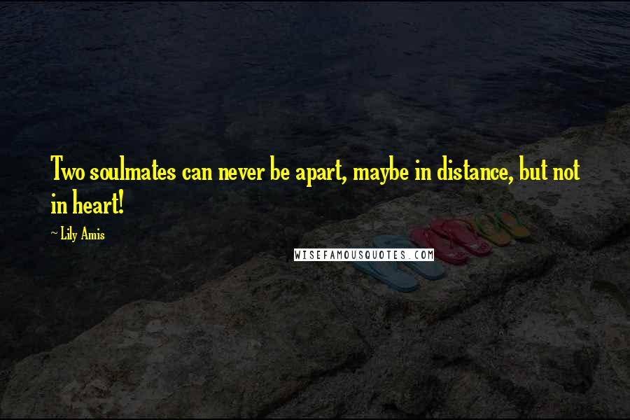 Lily Amis Quotes: Two soulmates can never be apart, maybe in distance, but not in heart!