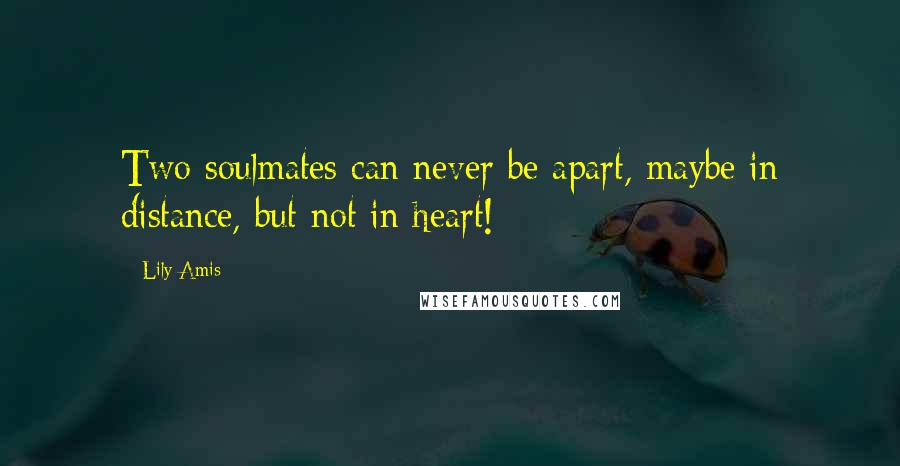 Lily Amis Quotes: Two soulmates can never be apart, maybe in distance, but not in heart!