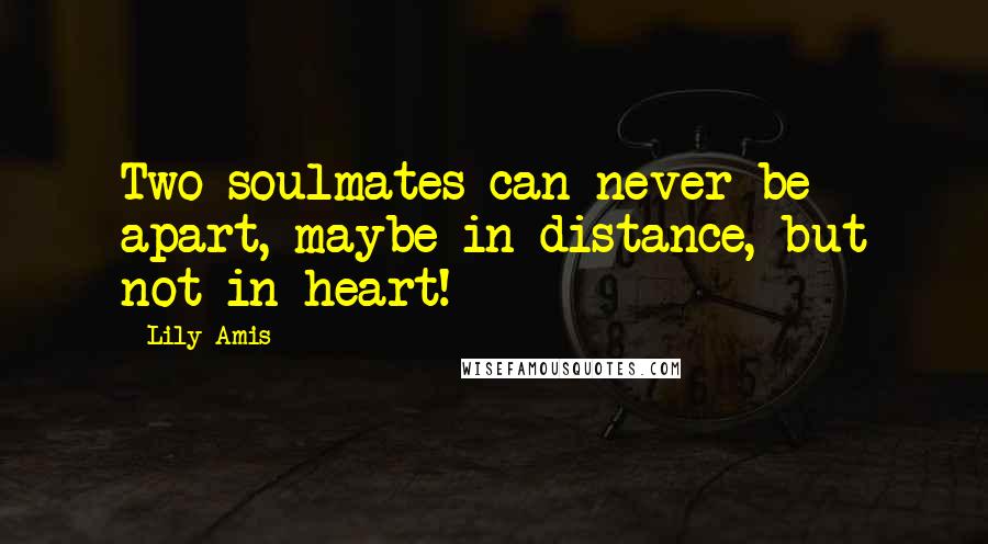 Lily Amis Quotes: Two soulmates can never be apart, maybe in distance, but not in heart!