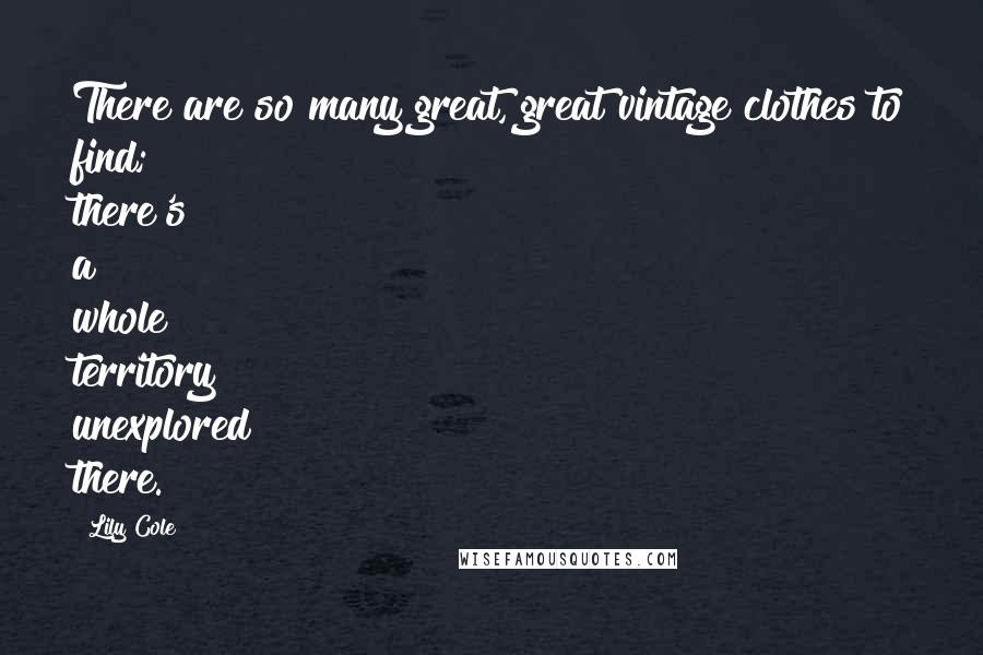 Lily Cole Quotes: There are so many great, great vintage clothes to find; there's a whole territory unexplored there.