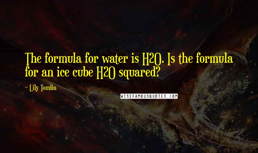 Lily Tomlin Quotes: The formula for water is H2O. Is the formula for an ice cube H2O squared?