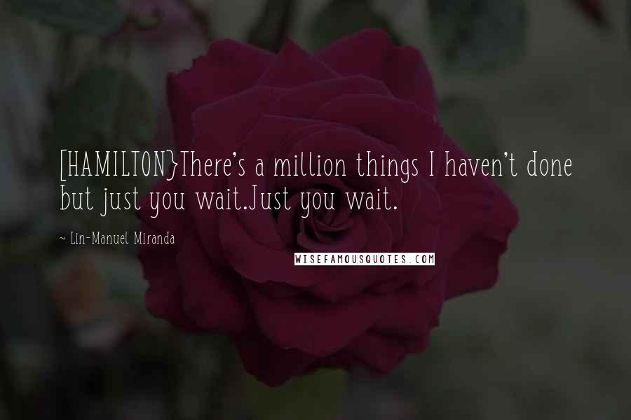 Lin-Manuel Miranda Quotes: [HAMILTON}There's a million things I haven't done but just you wait.Just you wait.