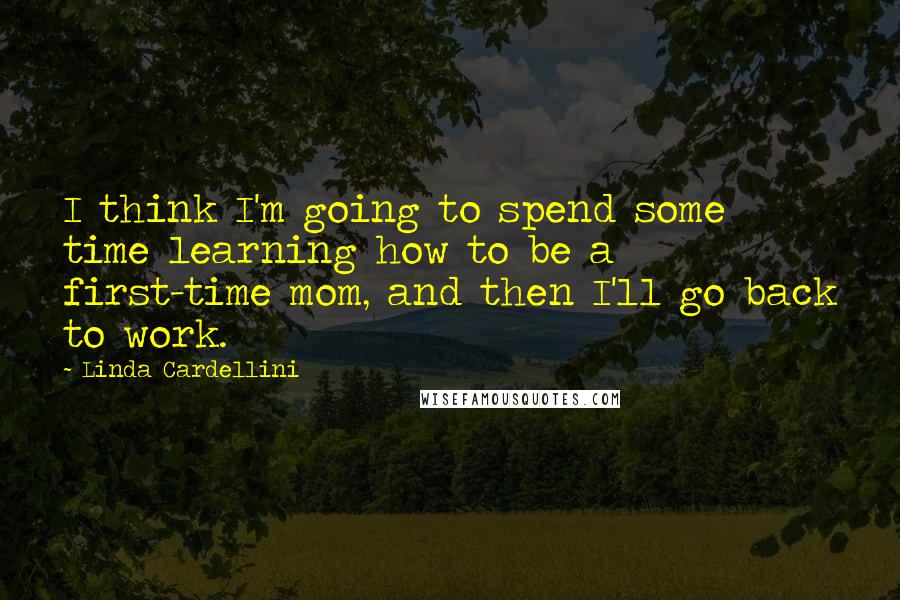 Linda Cardellini Quotes: I think I'm going to spend some time learning how to be a first-time mom, and then I'll go back to work.