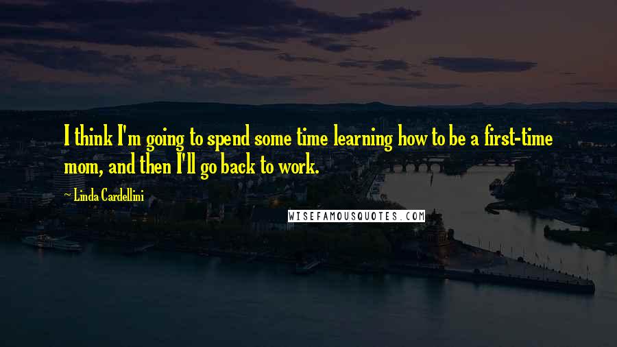 Linda Cardellini Quotes: I think I'm going to spend some time learning how to be a first-time mom, and then I'll go back to work.