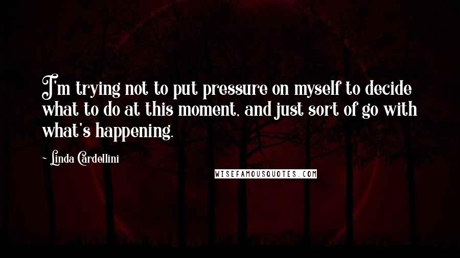 Linda Cardellini Quotes: I'm trying not to put pressure on myself to decide what to do at this moment, and just sort of go with what's happening.