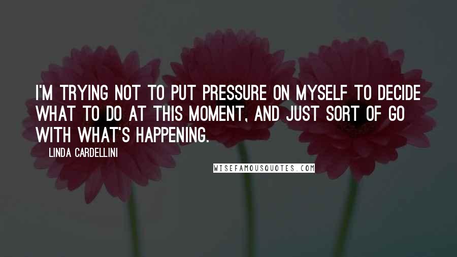 Linda Cardellini Quotes: I'm trying not to put pressure on myself to decide what to do at this moment, and just sort of go with what's happening.