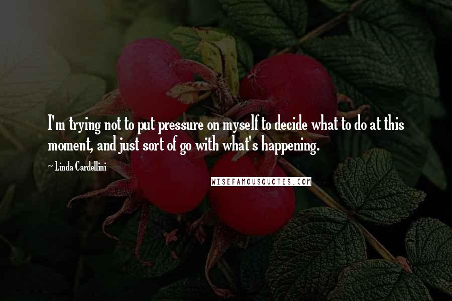 Linda Cardellini Quotes: I'm trying not to put pressure on myself to decide what to do at this moment, and just sort of go with what's happening.