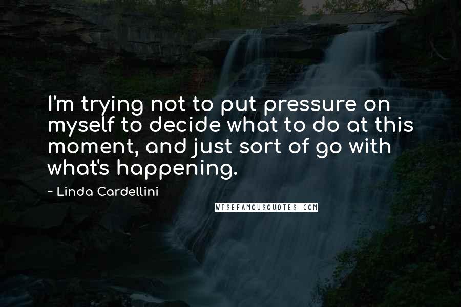 Linda Cardellini Quotes: I'm trying not to put pressure on myself to decide what to do at this moment, and just sort of go with what's happening.