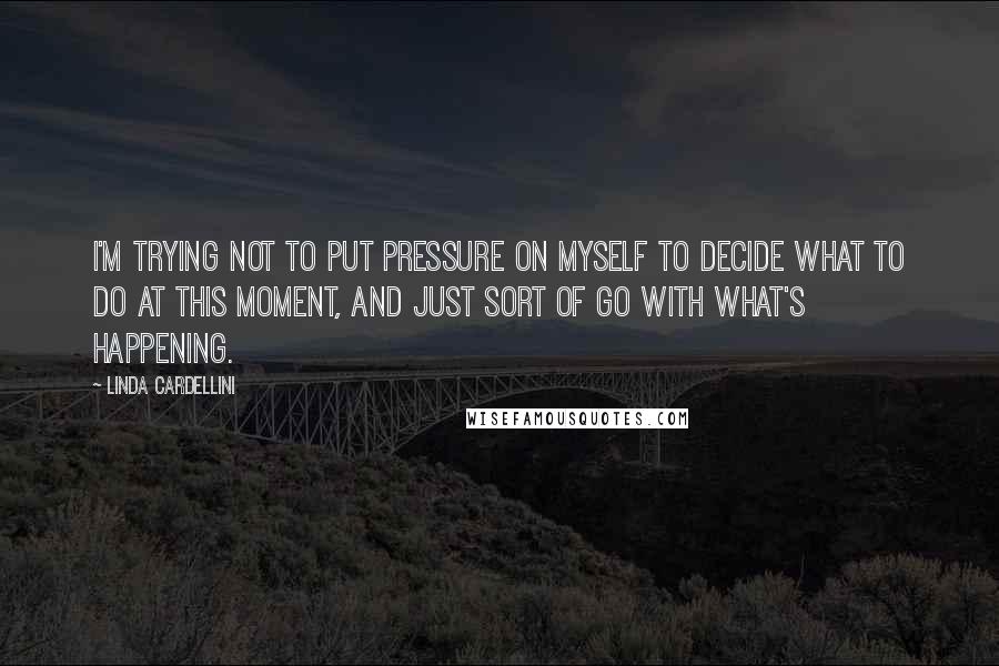 Linda Cardellini Quotes: I'm trying not to put pressure on myself to decide what to do at this moment, and just sort of go with what's happening.