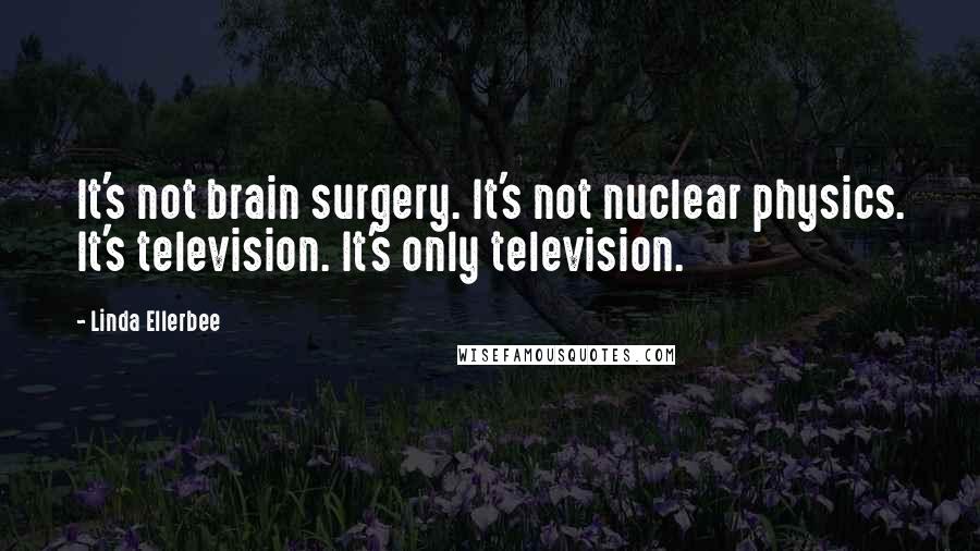 Linda Ellerbee Quotes: It's not brain surgery. It's not nuclear physics. It's television. It's only television.