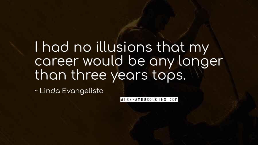 Linda Evangelista Quotes: I had no illusions that my career would be any longer than three years tops.