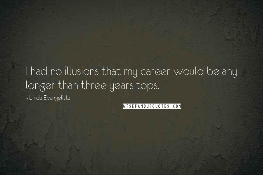 Linda Evangelista Quotes: I had no illusions that my career would be any longer than three years tops.