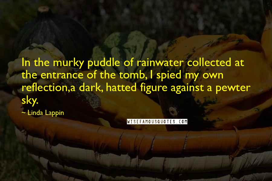 Linda Lappin Quotes: In the murky puddle of rainwater collected at the entrance of the tomb, I spied my own reflection,a dark, hatted figure against a pewter sky.