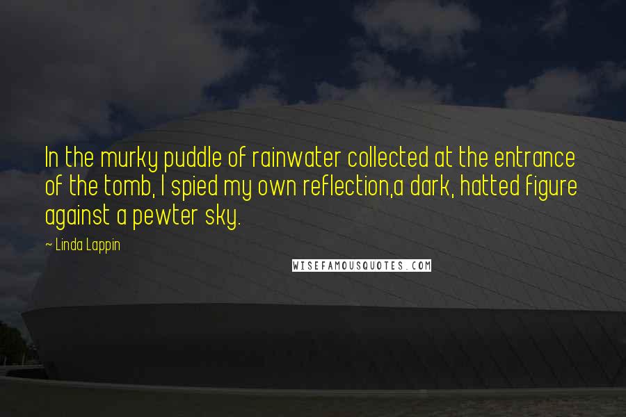 Linda Lappin Quotes: In the murky puddle of rainwater collected at the entrance of the tomb, I spied my own reflection,a dark, hatted figure against a pewter sky.