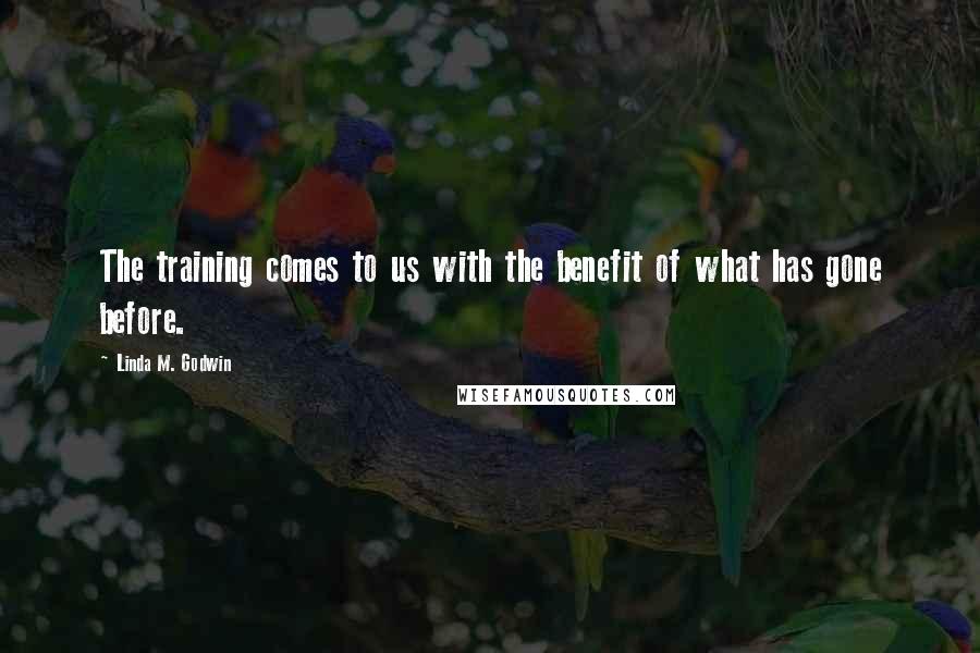 Linda M. Godwin Quotes: The training comes to us with the benefit of what has gone before.