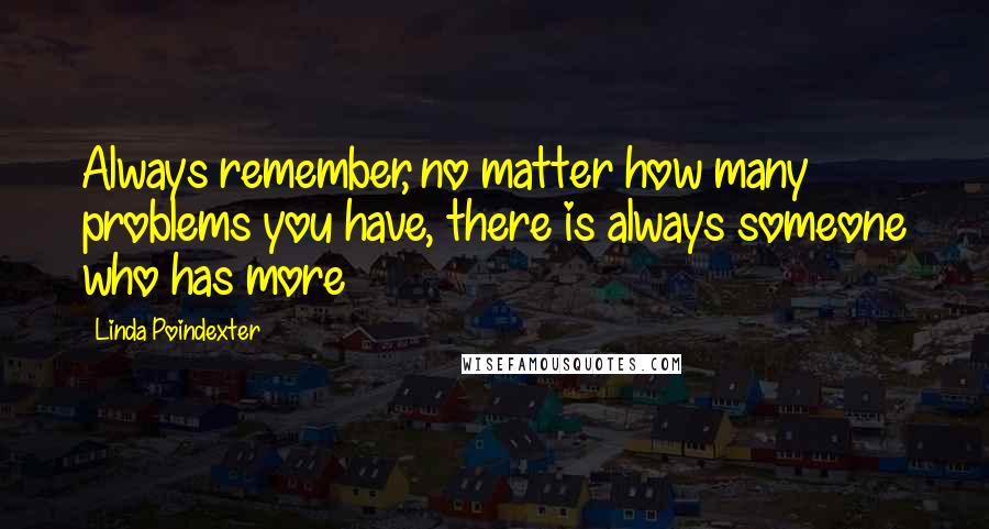 Linda Poindexter Quotes: Always remember, no matter how many problems you have, there is always someone who has more