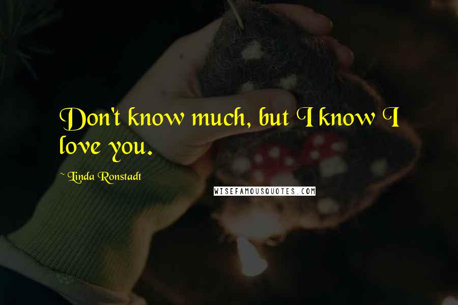 Linda Ronstadt Quotes: Don't know much, but I know I love you.