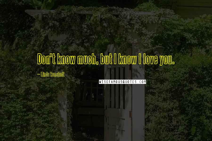 Linda Ronstadt Quotes: Don't know much, but I know I love you.