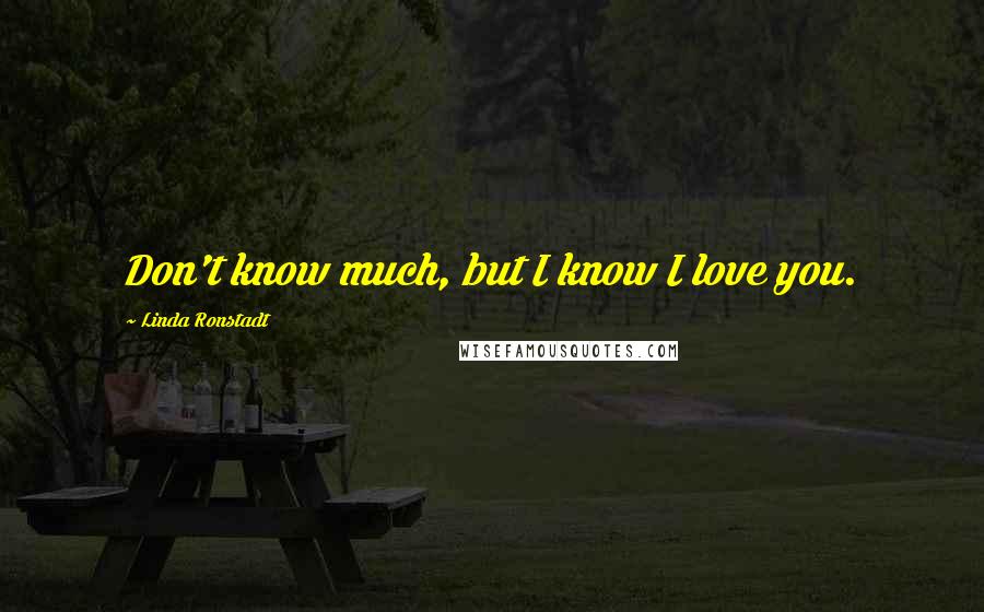 Linda Ronstadt Quotes: Don't know much, but I know I love you.