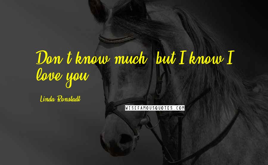 Linda Ronstadt Quotes: Don't know much, but I know I love you.