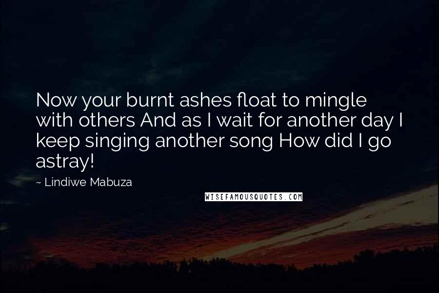 Lindiwe Mabuza Quotes: Now your burnt ashes float to mingle with others And as I wait for another day I keep singing another song How did I go astray!
