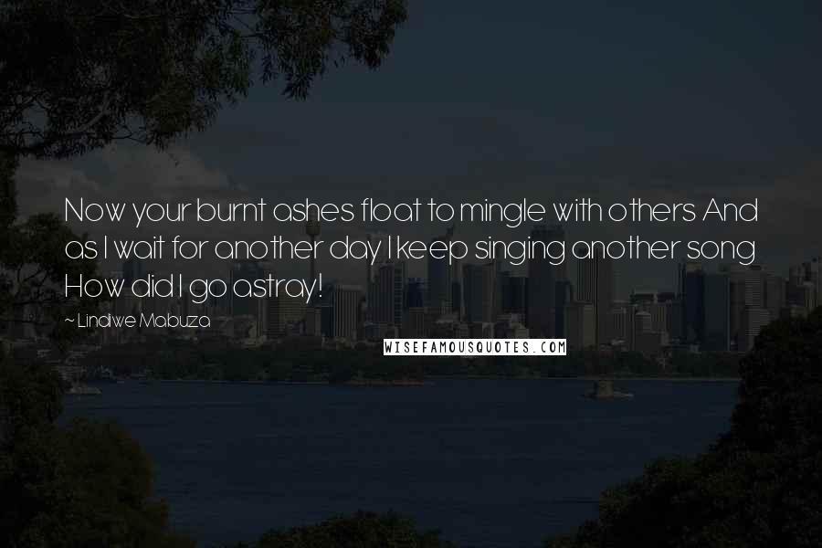 Lindiwe Mabuza Quotes: Now your burnt ashes float to mingle with others And as I wait for another day I keep singing another song How did I go astray!