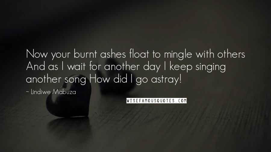 Lindiwe Mabuza Quotes: Now your burnt ashes float to mingle with others And as I wait for another day I keep singing another song How did I go astray!
