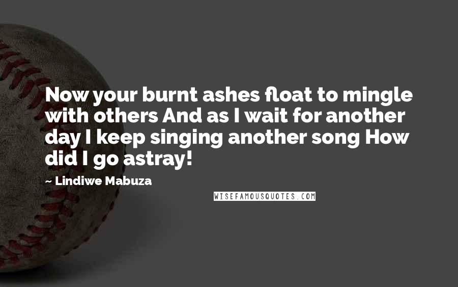 Lindiwe Mabuza Quotes: Now your burnt ashes float to mingle with others And as I wait for another day I keep singing another song How did I go astray!