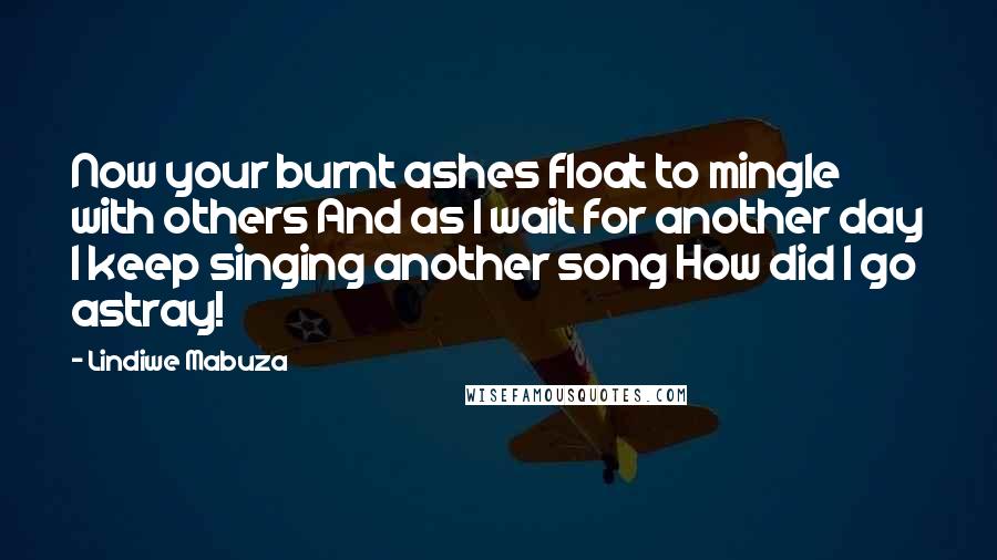 Lindiwe Mabuza Quotes: Now your burnt ashes float to mingle with others And as I wait for another day I keep singing another song How did I go astray!