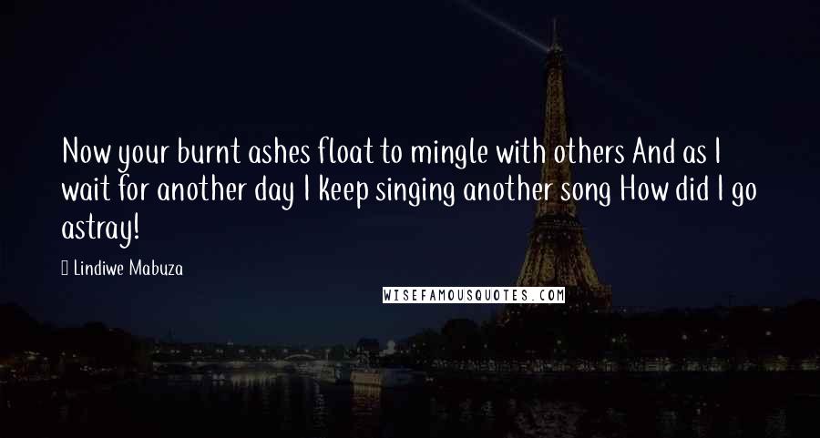 Lindiwe Mabuza Quotes: Now your burnt ashes float to mingle with others And as I wait for another day I keep singing another song How did I go astray!