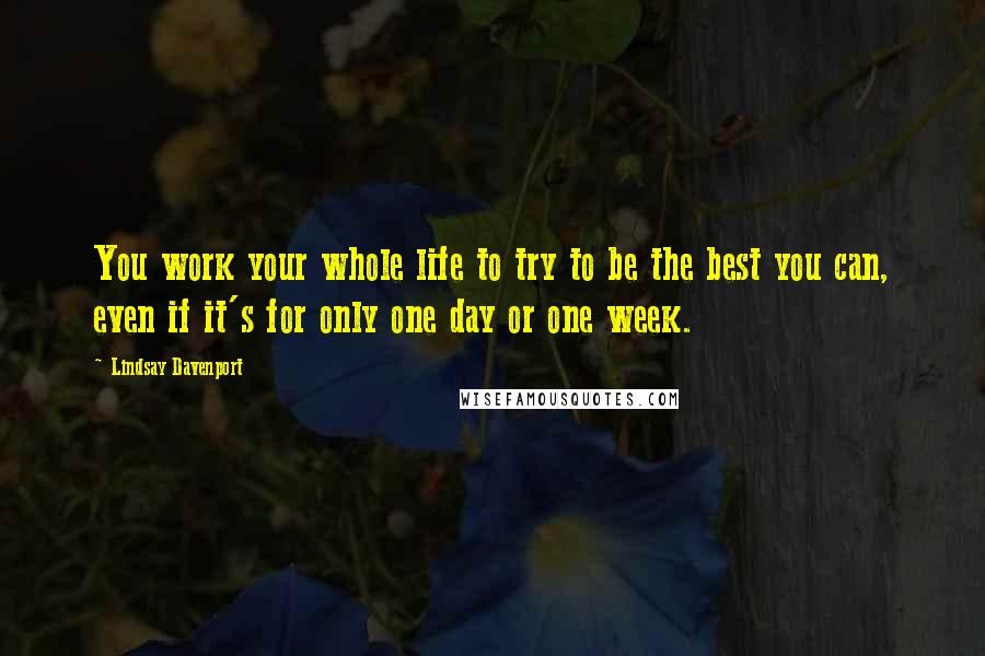 Lindsay Davenport Quotes: You work your whole life to try to be the best you can, even if it's for only one day or one week.