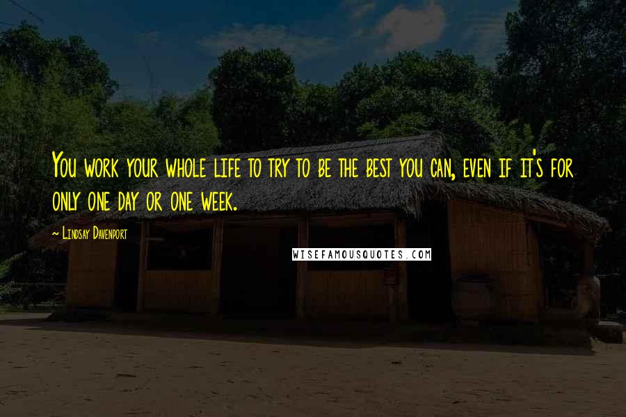 Lindsay Davenport Quotes: You work your whole life to try to be the best you can, even if it's for only one day or one week.