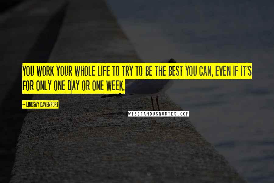 Lindsay Davenport Quotes: You work your whole life to try to be the best you can, even if it's for only one day or one week.