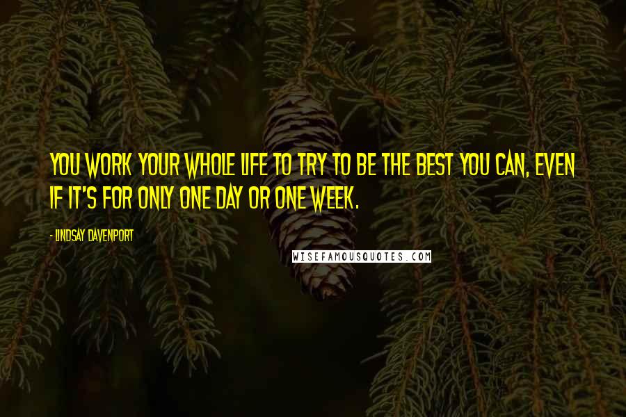 Lindsay Davenport Quotes: You work your whole life to try to be the best you can, even if it's for only one day or one week.