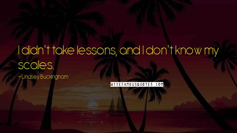 Lindsey Buckingham Quotes: I didn't take lessons, and I don't know my scales.